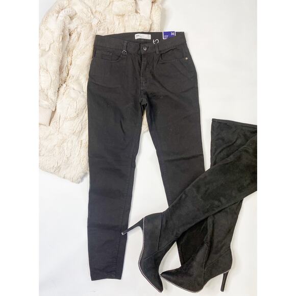 Zara 1975 denim peach soft black skinny jeans size 4 NWT - Picture 1 of 7